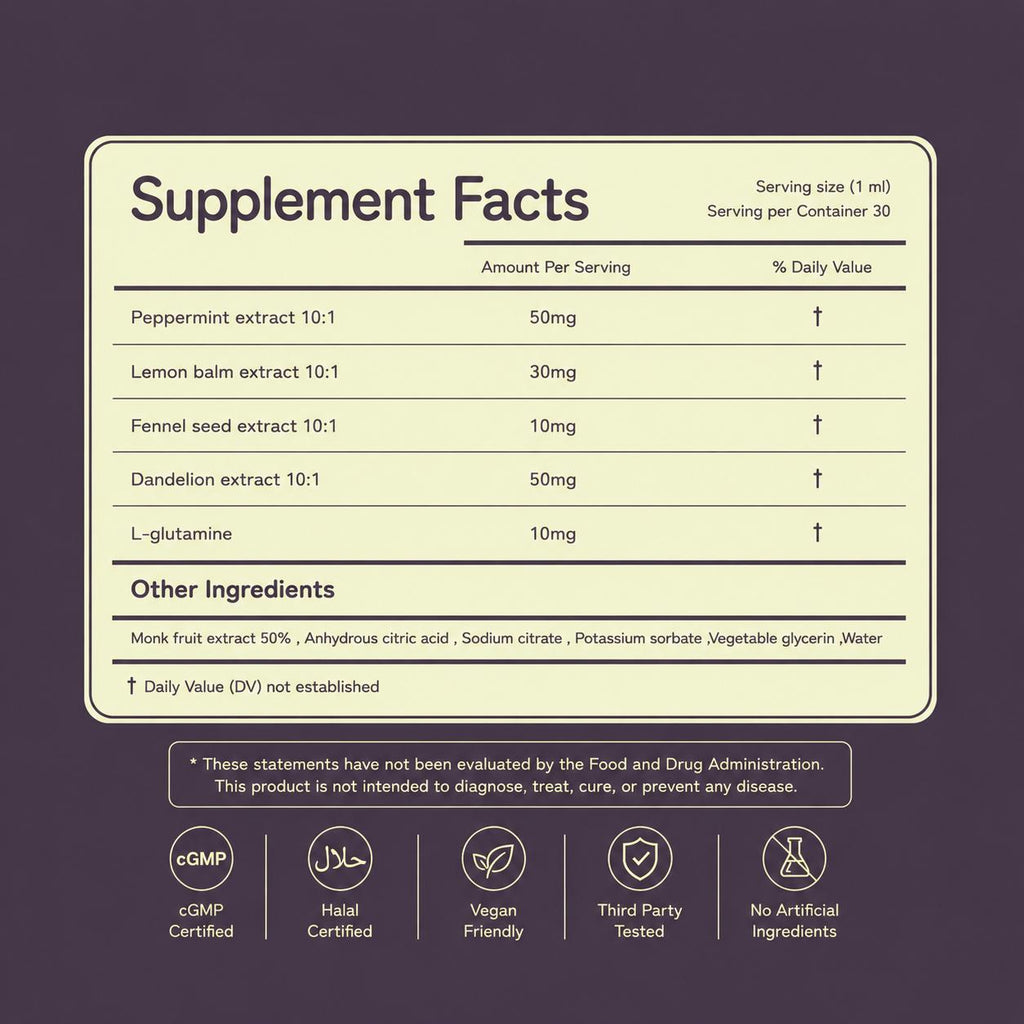 Gut Garden Supplement Facts label showing ingredients and nutrition information