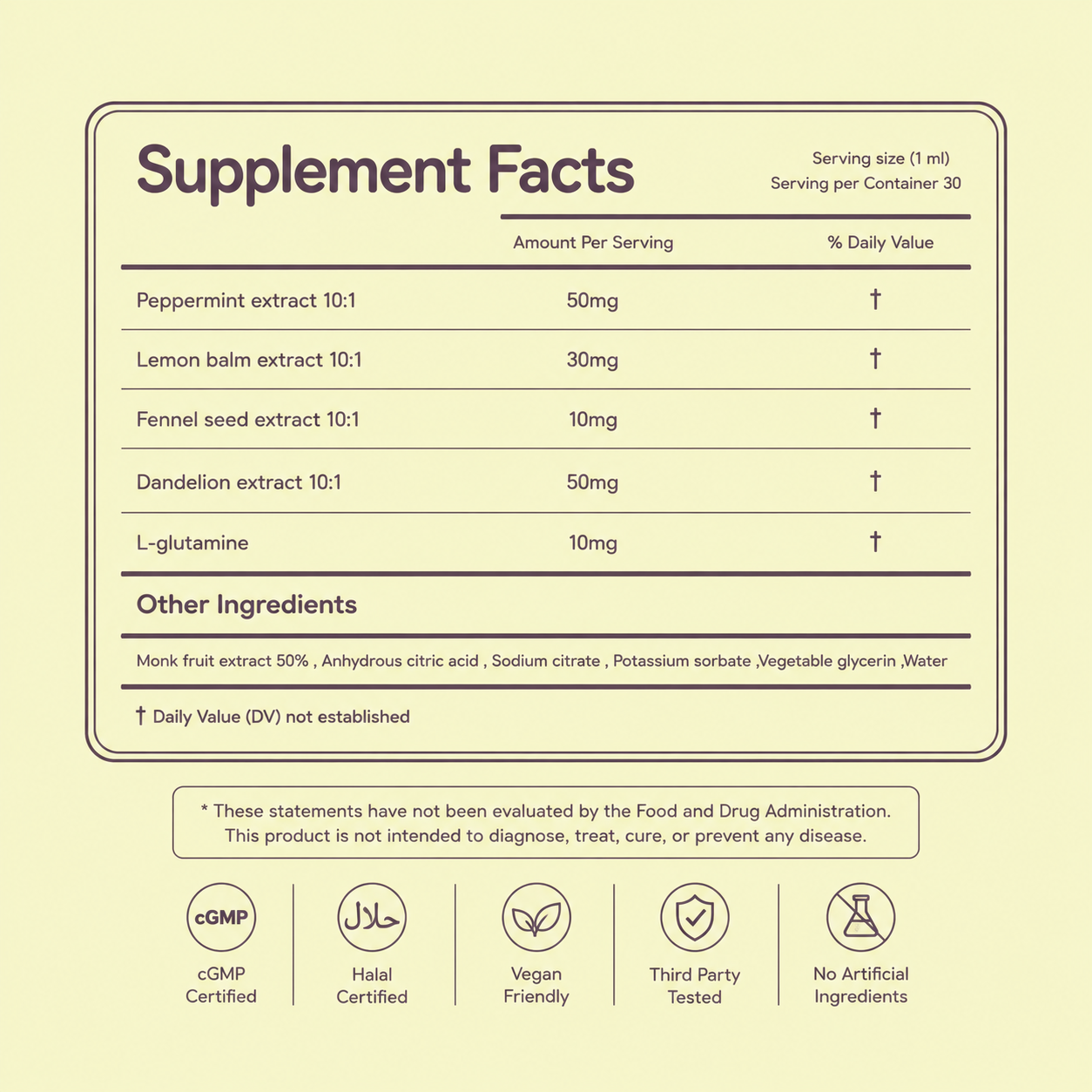 Gut Garden Supplement Facts and ingredients label