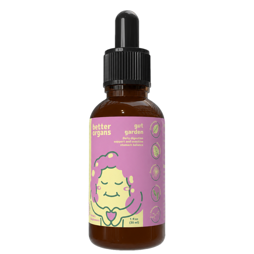 Gut Garden daily digestive support liquid supplement bottle by Better Organs
